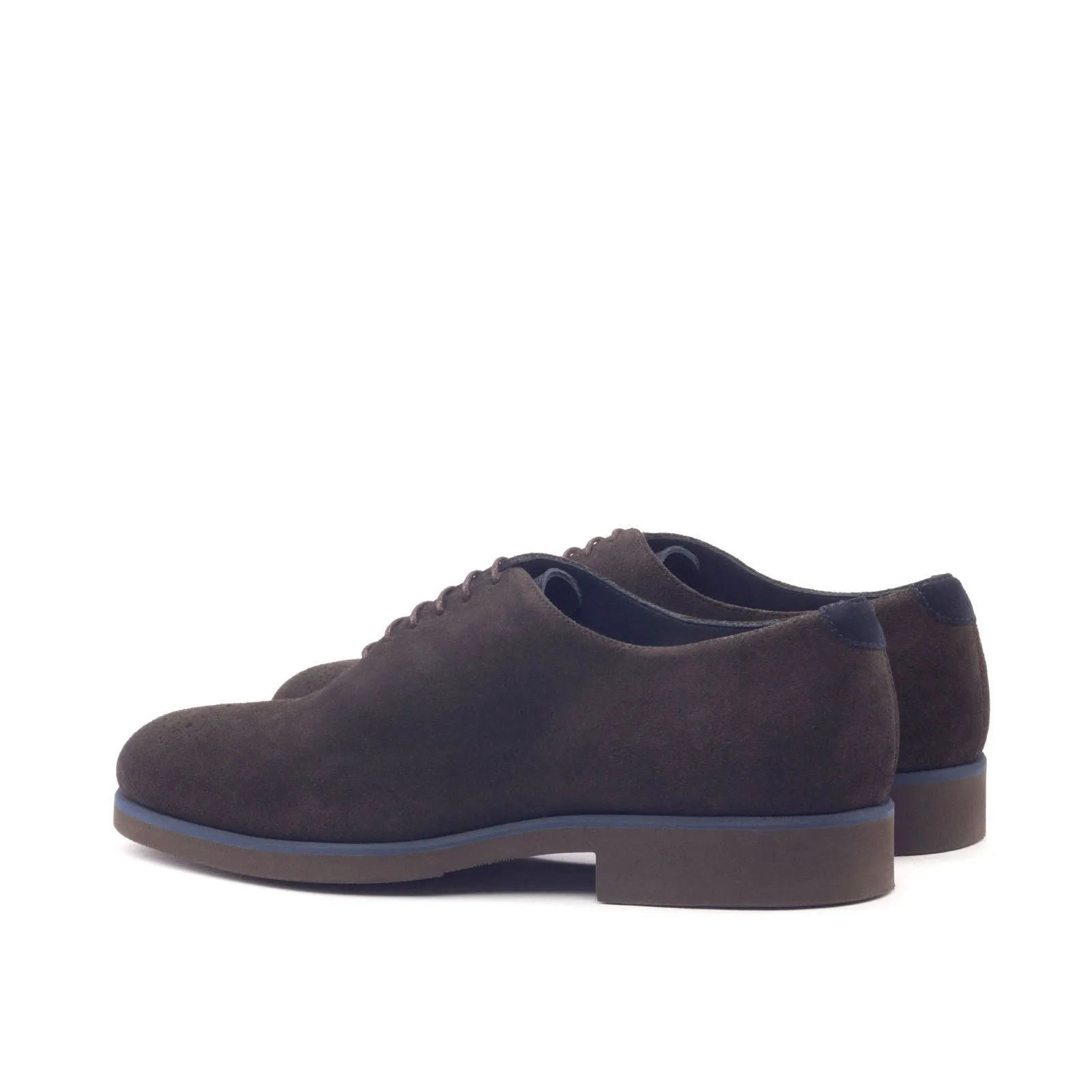 Men's Wholecut Leather Shoes Wide Plus Size Dark Brown Blue 3081