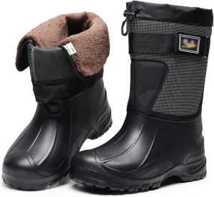 Mens Winter Boots Waterproof Insulated,Outdoor Hiking Fishing Snow Boots for Men,Comfortable Cold-Weather Warm Fur Lined Boots,Slip Resistant