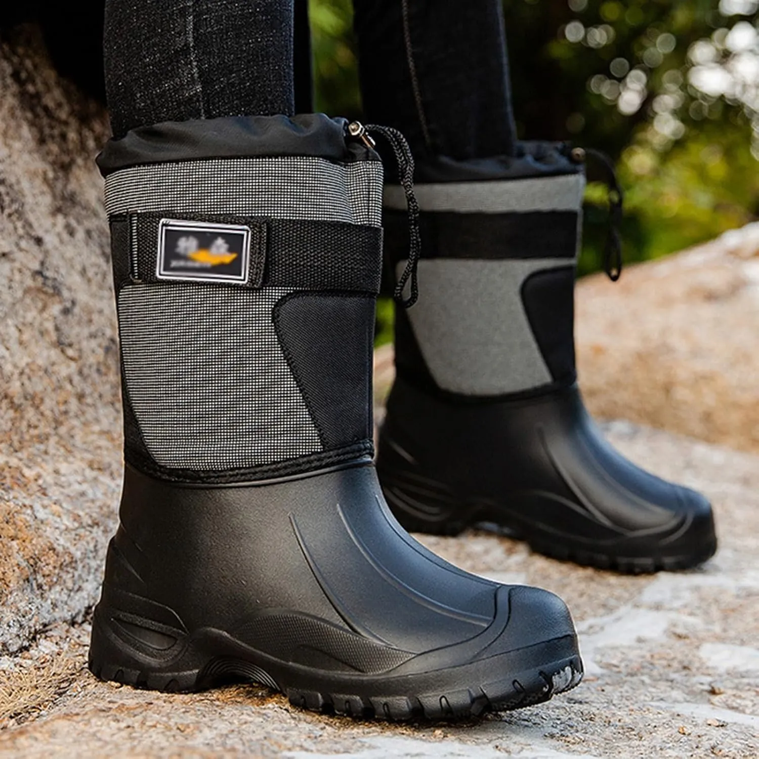 Mens Winter Boots Waterproof Insulated,Outdoor Hiking Fishing Snow Boots for Men,Comfortable Cold-Weather Warm Fur Lined Boots,Slip Resistant