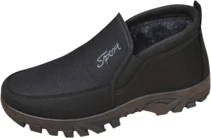 Men's Winter Slip On Snow Boots Warm Plush Lined Cold Shoes Winter Boot Leather Outdoor Thermal Work Ankle