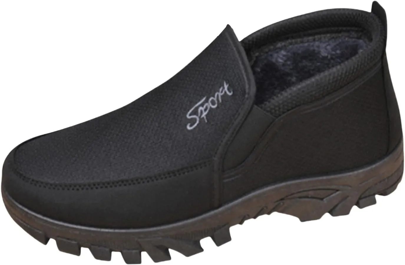 Men's Winter Slip On Snow Boots Warm Plush Lined Cold Shoes Winter Boot Leather Outdoor Thermal Work Ankle