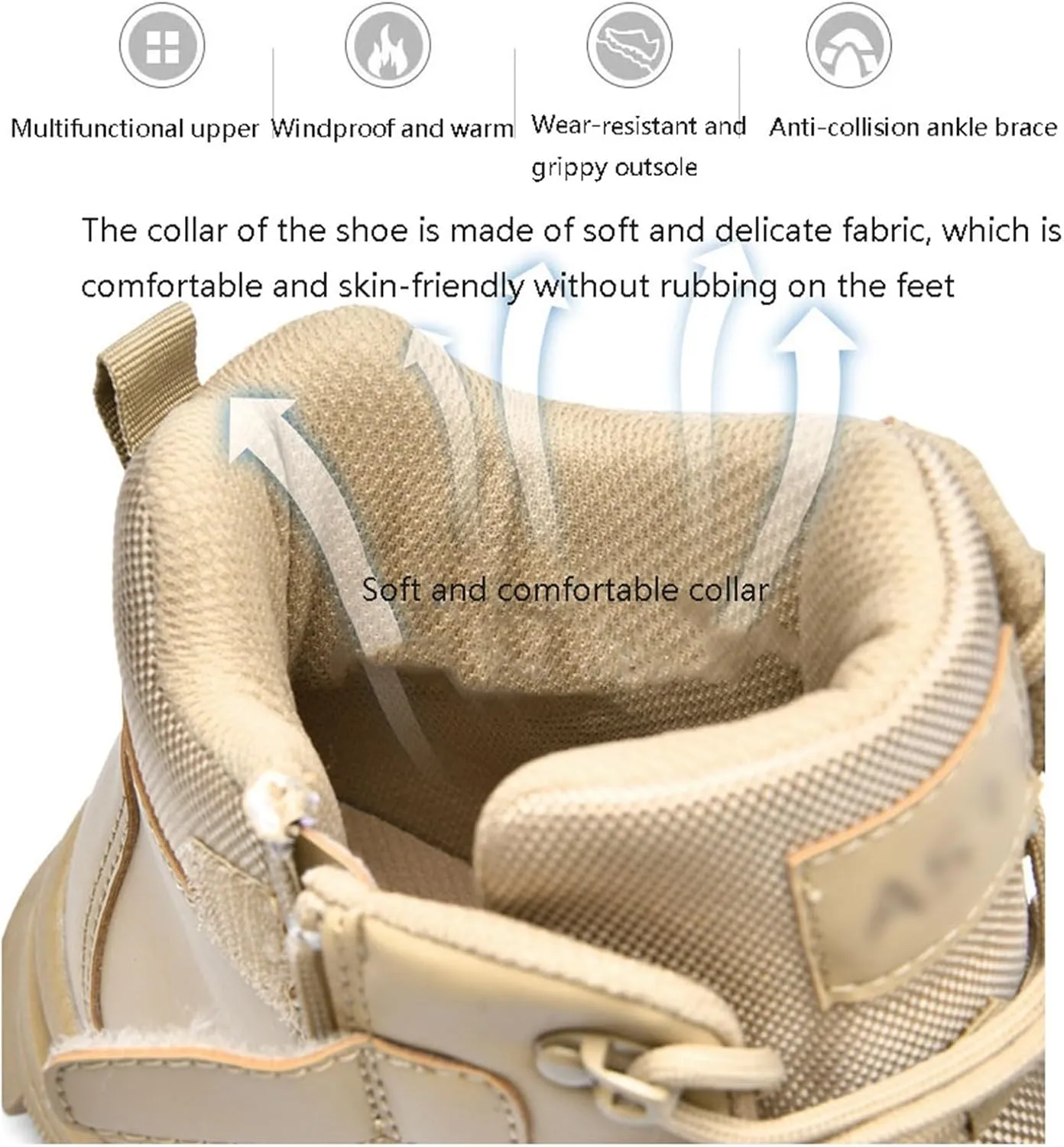 Men's Work Boots Side Zipper, Mens Outdoor Sports Lace Up Breathable High Top Side Zipper Tactical Boots, Durable Tactical Safety Patrol Boots, for Camping, Hiking, Jungle Combat