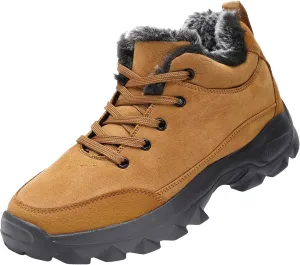Men's Work Boots Soft Toe Hiking Sneakers Warm Fur Lined Womens Workout Shoes Slip Resistant Wide Outdoor Shoes Slip on Loafers Hike Grounded Footwear