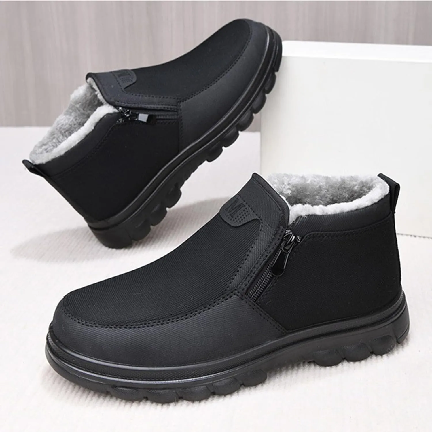 Men's Work Boots Steel Toe Hiking Sneakers Shoes Warm Fur Lined Women Working Shoes Waterproof Outdoor Botas Waterproof Soft Toe Work Hike Grounded Footwear