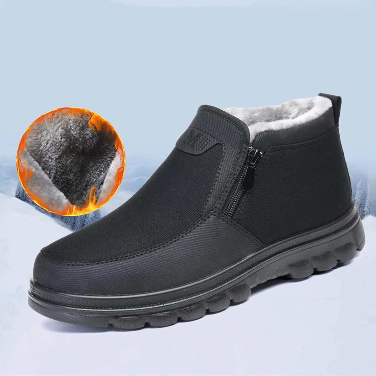 Men's Work Boots Steel Toe Hiking Sneakers Shoes Warm Fur Lined Women Working Shoes Waterproof Outdoor Botas Waterproof Soft Toe Work Hike Grounded Footwear