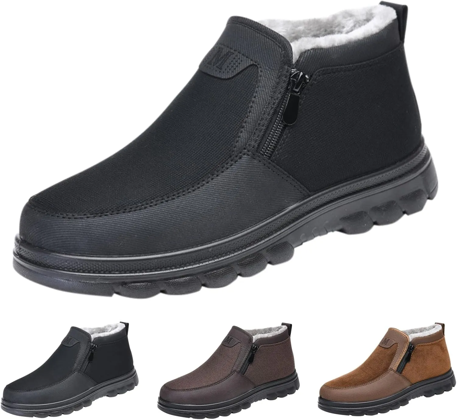 Men's Work Boots Steel Toe Hiking Sneakers Shoes Warm Fur Lined Women Working Shoes Waterproof Outdoor Botas Waterproof Soft Toe Work Hike Grounded Footwear