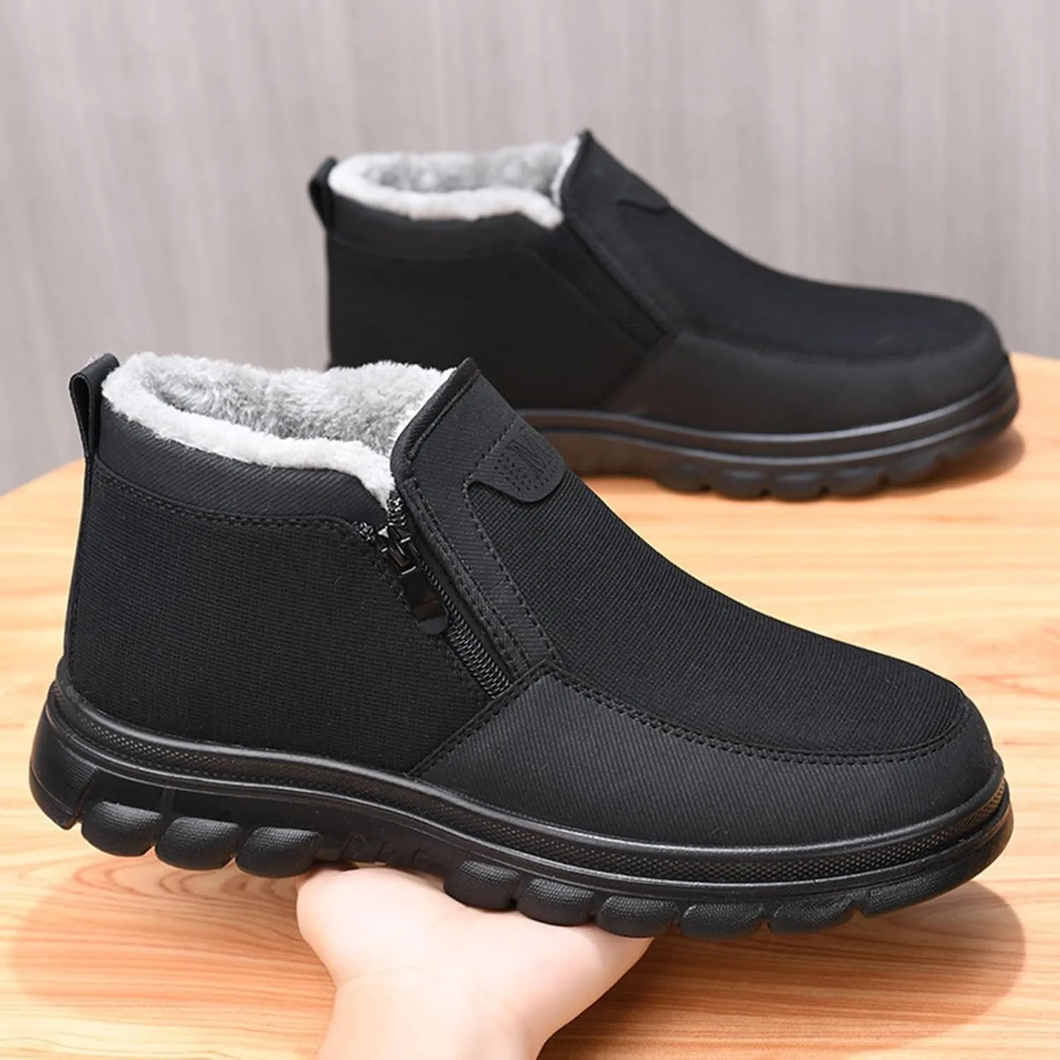 Men's Work Boots Steel Toe Hiking Sneakers Shoes Warm Fur Lined Women Working Shoes Waterproof Outdoor Botas Waterproof Soft Toe Work Hike Grounded Footwear
