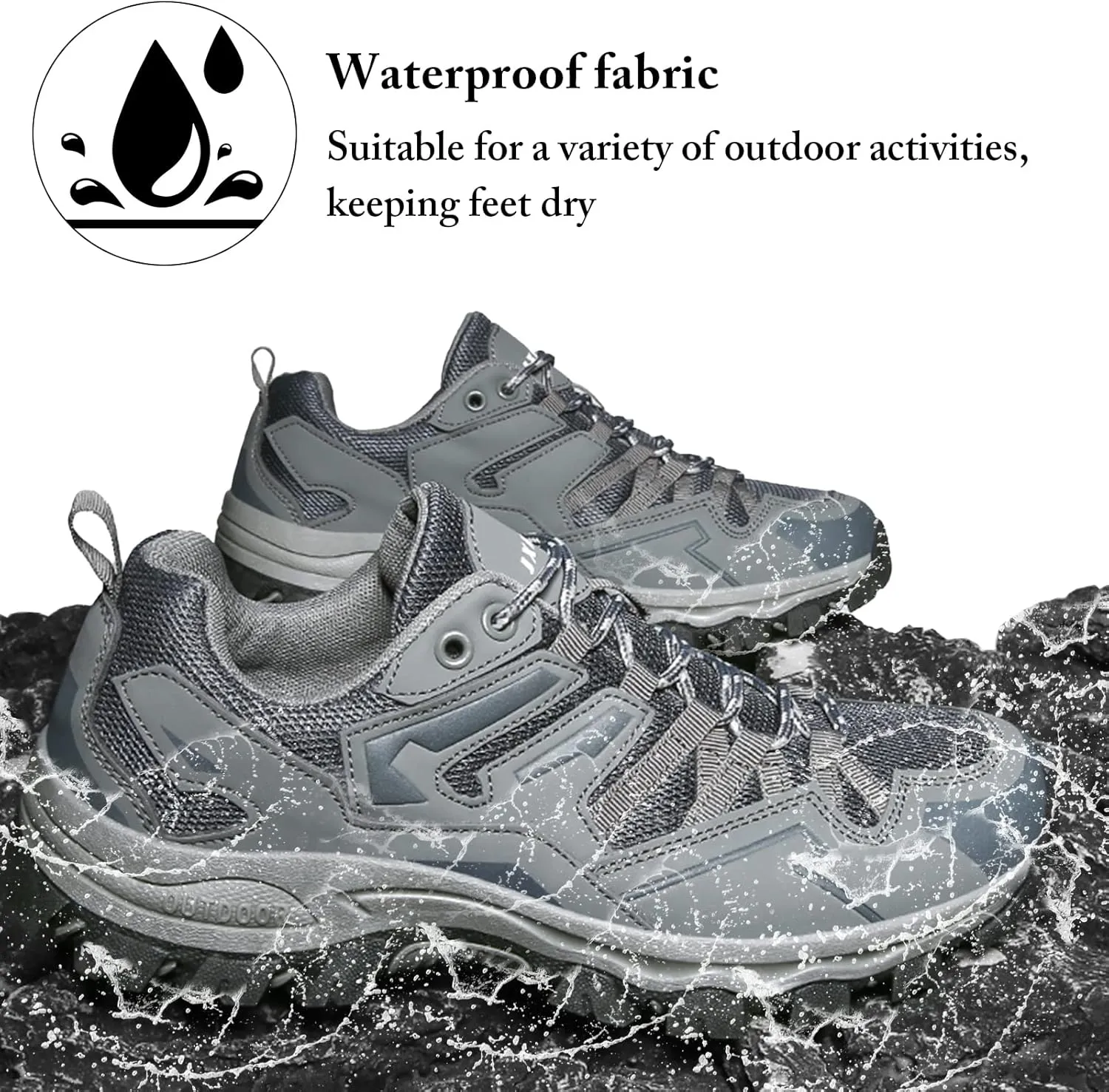 Mnplciea Men's Waterproof Hiking Shoes Lightweight Breathable Walking Shoes for Women Anti Slip Outdoor Trekking Trails Camping Shoes