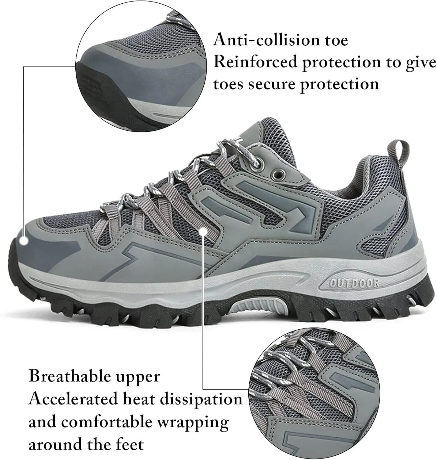 Mnplciea Men's Waterproof Hiking Shoes Lightweight Breathable Walking Shoes for Women Anti Slip Outdoor Trekking Trails Camping Shoes