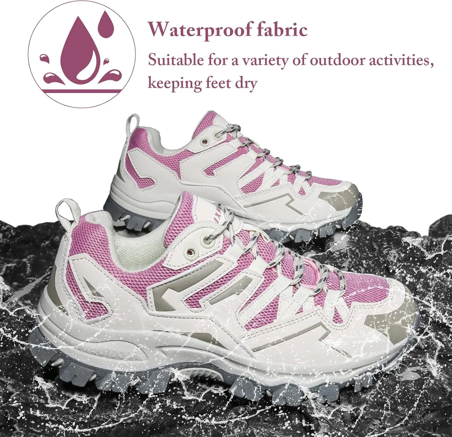 Mnplciea Men's Waterproof Hiking Shoes Lightweight Breathable Walking Shoes for Women Anti Slip Outdoor Trekking Trails Camping Shoes
