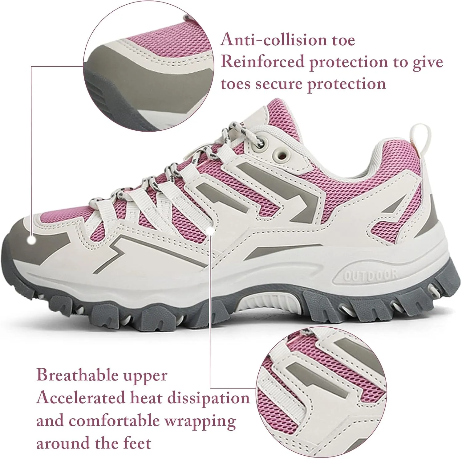 Mnplciea Men's Waterproof Hiking Shoes Lightweight Breathable Walking Shoes for Women Anti Slip Outdoor Trekking Trails Camping Shoes