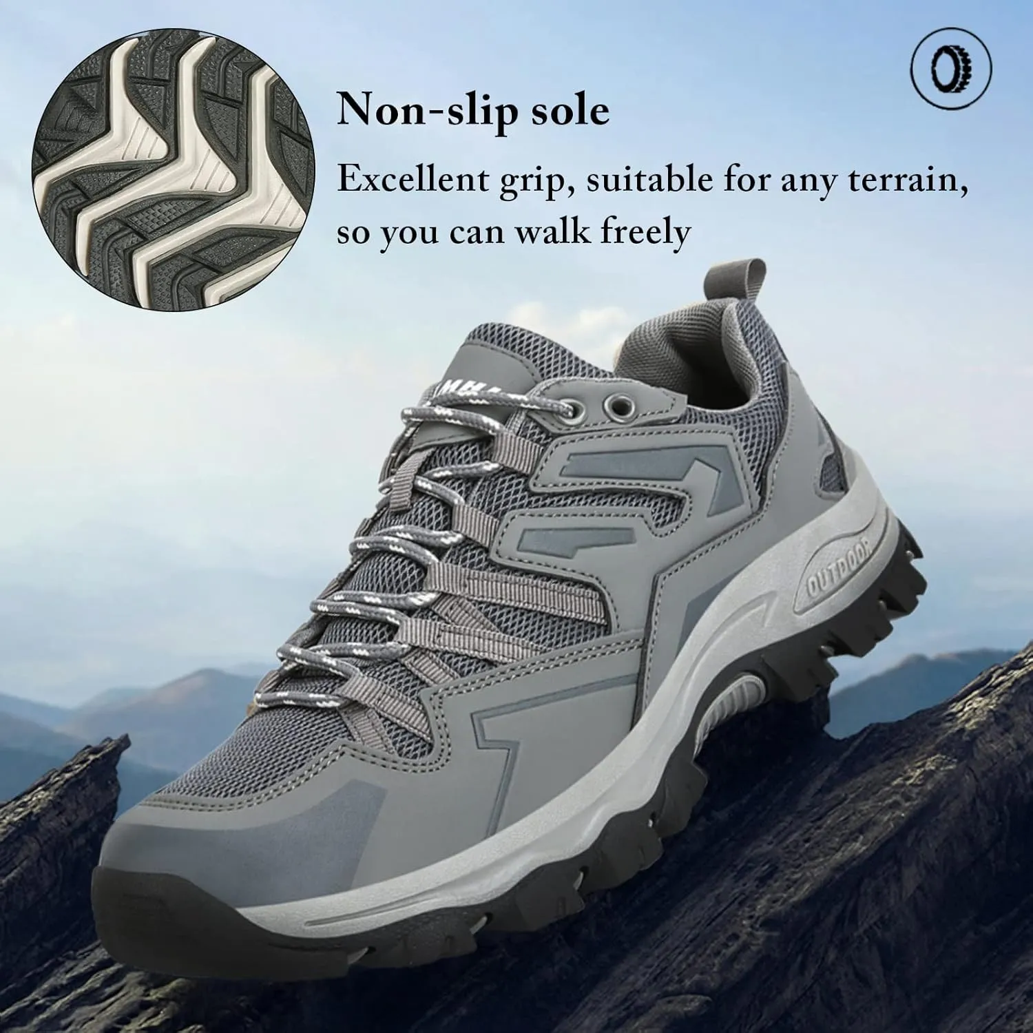 Mnplciea Men's Waterproof Hiking Shoes Lightweight Breathable Walking Shoes for Women Anti Slip Outdoor Trekking Trails Camping Shoes