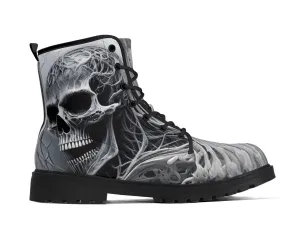 Obsidian Skull Leather Boots