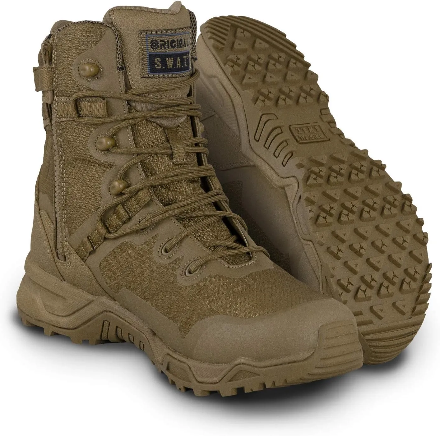 Original S.W.A.T. Alpha Fury Unisex Leather Shoes 8" Side Zip  Polyester Mesh  Microfibre PU Upper