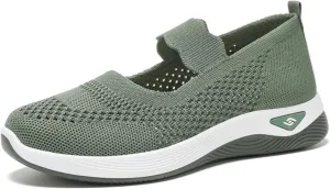 Orthopedic Woven Breathable Shoes Womens Arch Support Walking Shoes Slip On Diabetic Foam Sneakers Lightweight Soft Sole Walking Sneakers