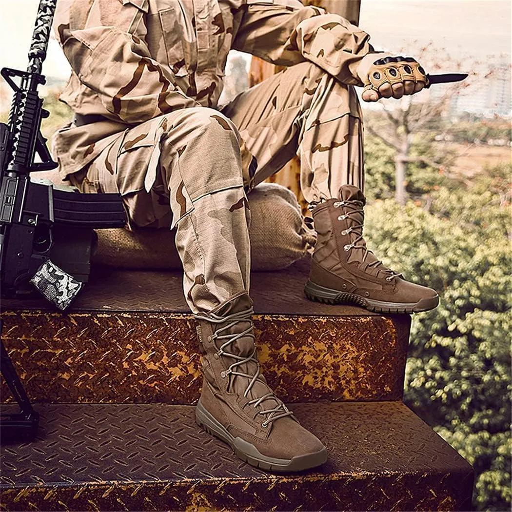 Outdoor Military Tactical Combat Boot, Men Actual Combat Field Boots, High Top Hiking Shoes, Camping Travel Shoes