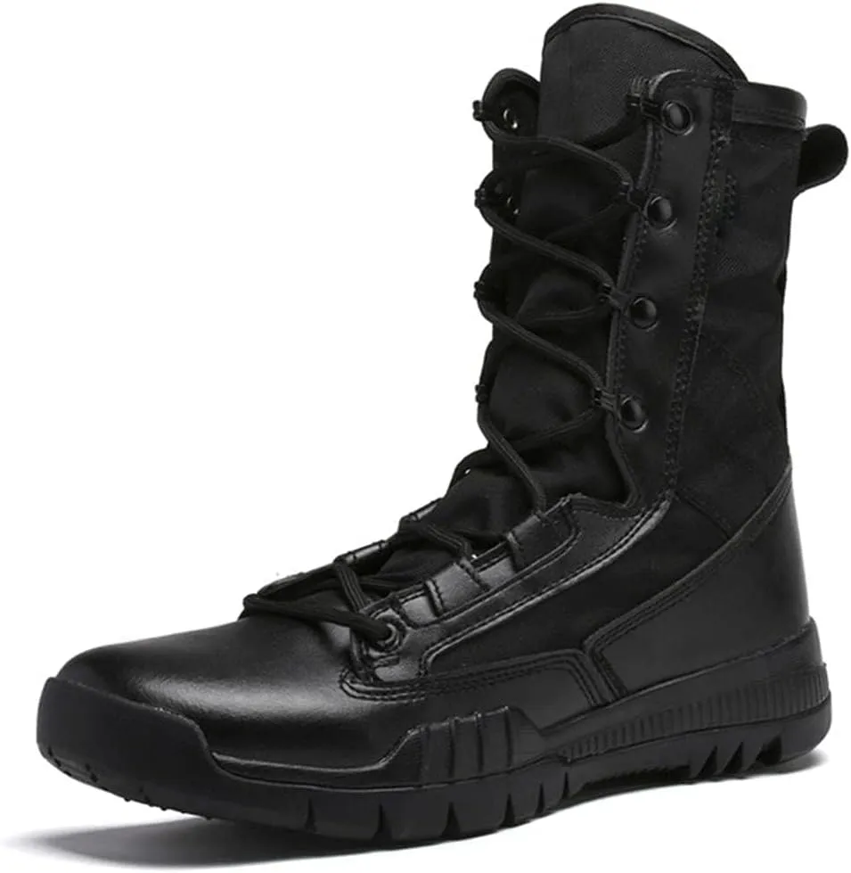 Outdoor Military Tactical Combat Boot, Men Actual Combat Field Boots, High Top Hiking Shoes, Camping Travel Shoes