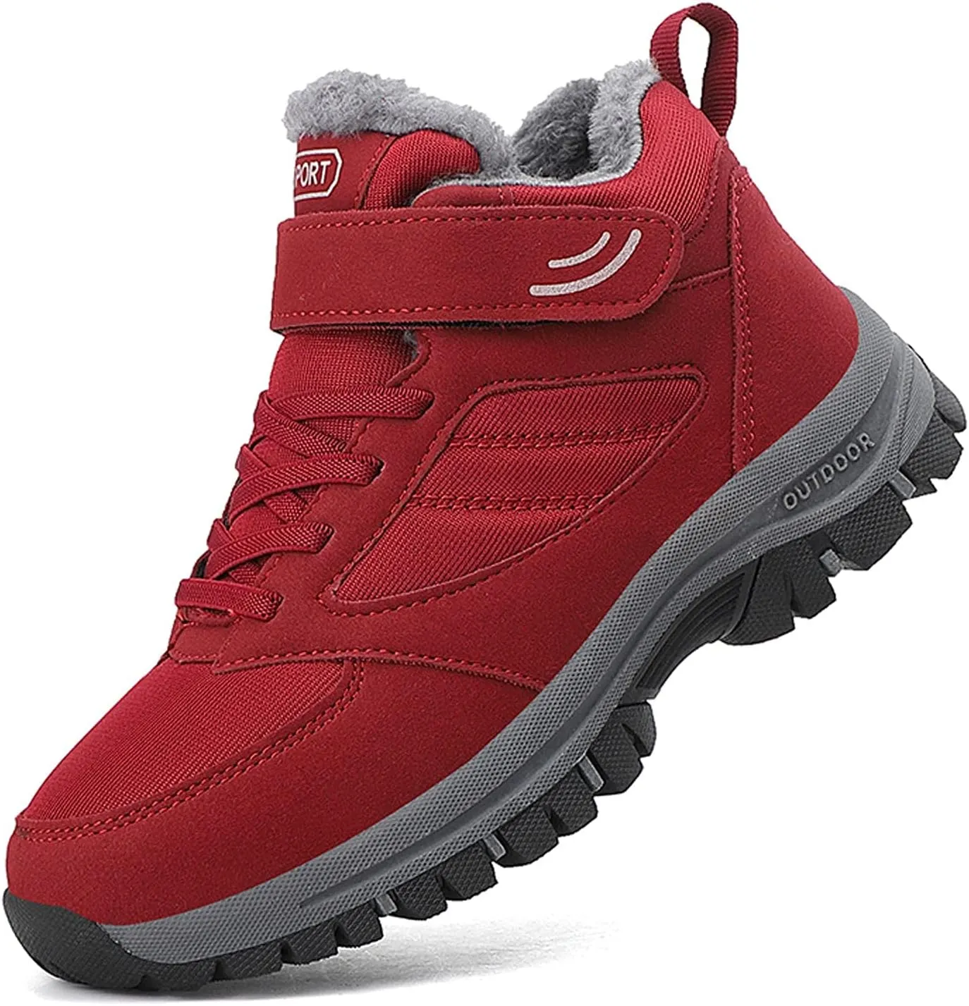 Outdoor Snow Boots for Women Flat Soled Non Slip Boots Casual Sport Shoes Fleece Lined Warm Winter Leather Boots