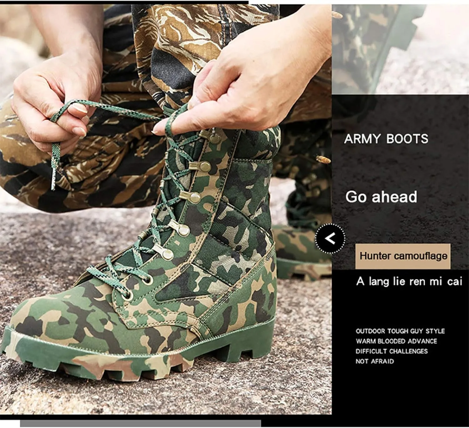 Outdoor Tactical Boots, Men Camouflage Military Combat Boots, Non-Slip Wearable Hiking Shoes, Autumn Hiking Shoes, Comfortable Breathable,41