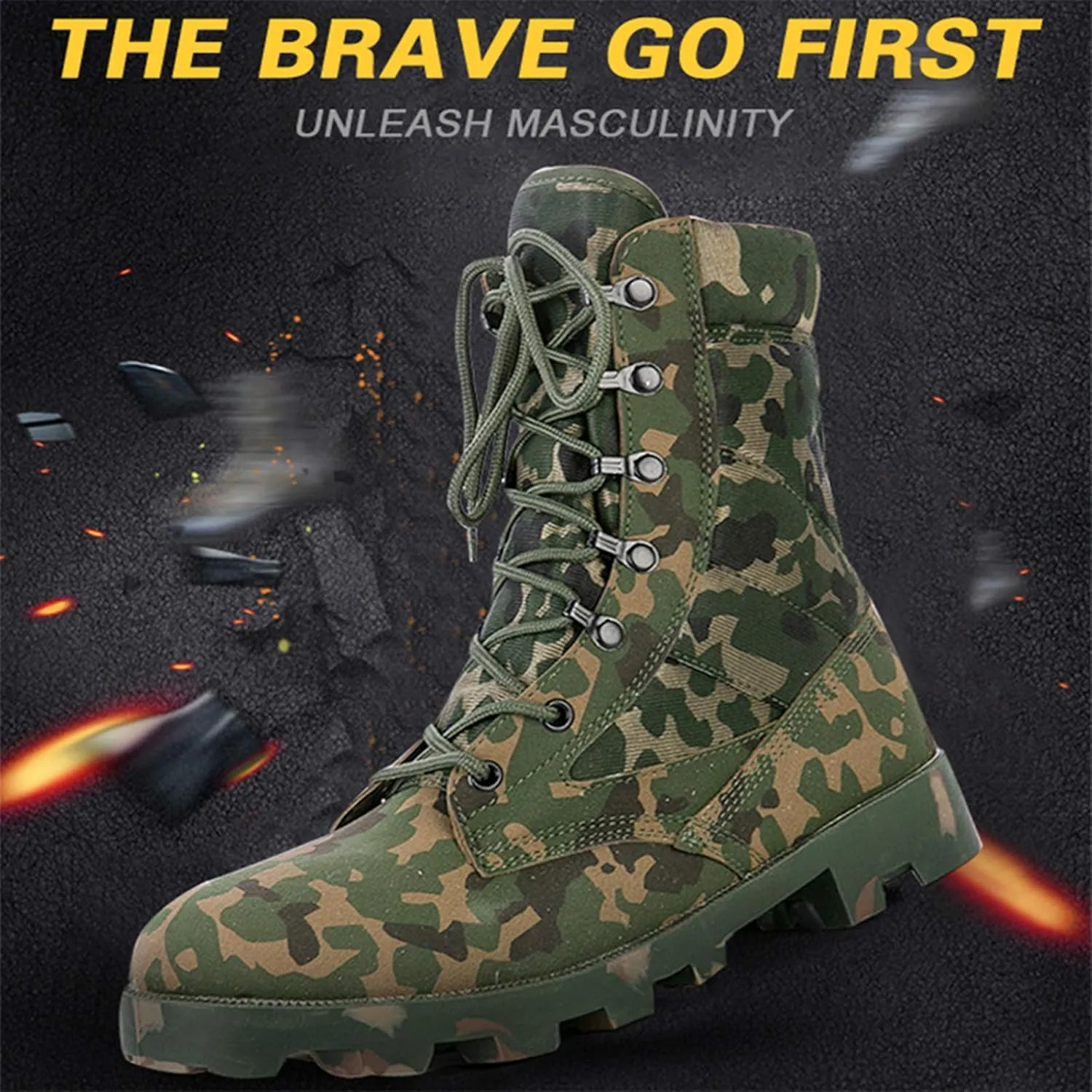 Outdoor Tactical Boots, Men Camouflage Military Combat Boots, Non-Slip Wearable Hiking Shoes, Autumn Hiking Shoes, Comfortable Breathable,41