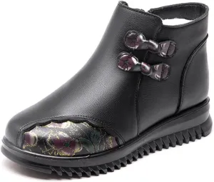 Platform Mini Boots For Women Suede Leather Fleece Lined Slippers For Winter Outdoor Slip On Short Ankle Snow Boots