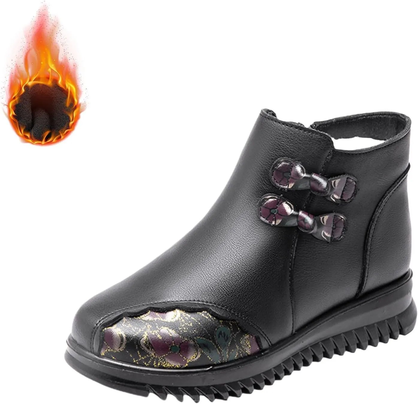 Platform Mini Boots For Women Suede Leather Fleece Lined Slippers For Winter Outdoor Slip On Short Ankle Snow Boots