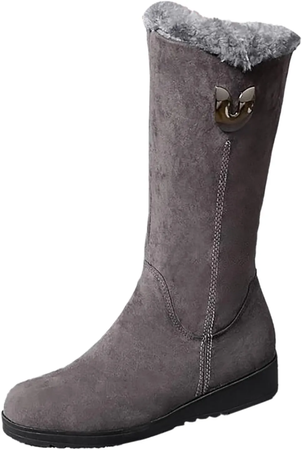 Plush Snow Boots for Women Fashionable Versatile Mid Calf Boots Fleece Lined Warm Boots Casual Winter Hiking Fashion