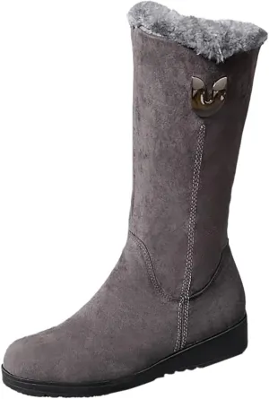 Plush Snow Boots for Women Fashionable Versatile Mid Calf Boots Fleece Lined Warm Boots Casual Winter Hiking Fashion