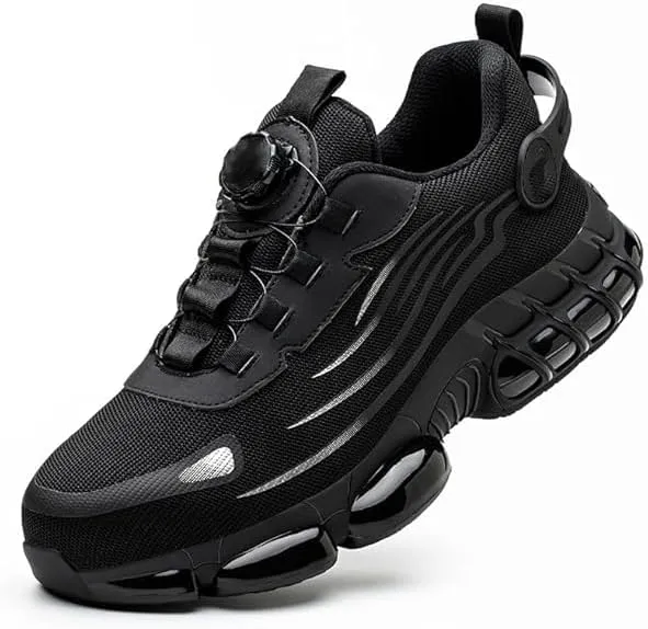 Prestivos Steel Toe Shoes, Evontiras Men Steel Toe Shoes Power Trainers, Comfortable Lightweight Puncture Proof Slip On Indestructible Sneakers Height Safety Work Sneakers Men