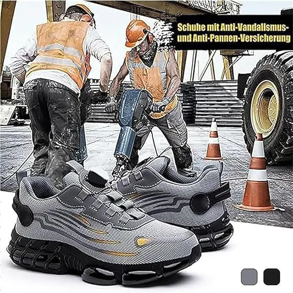 Prestivos Steel Toe Shoes, Evontiras Men Steel Toe Shoes Power Trainers, Comfortable Lightweight Puncture Proof Slip On Indestructible Sneakers Height Safety Work Sneakers Men