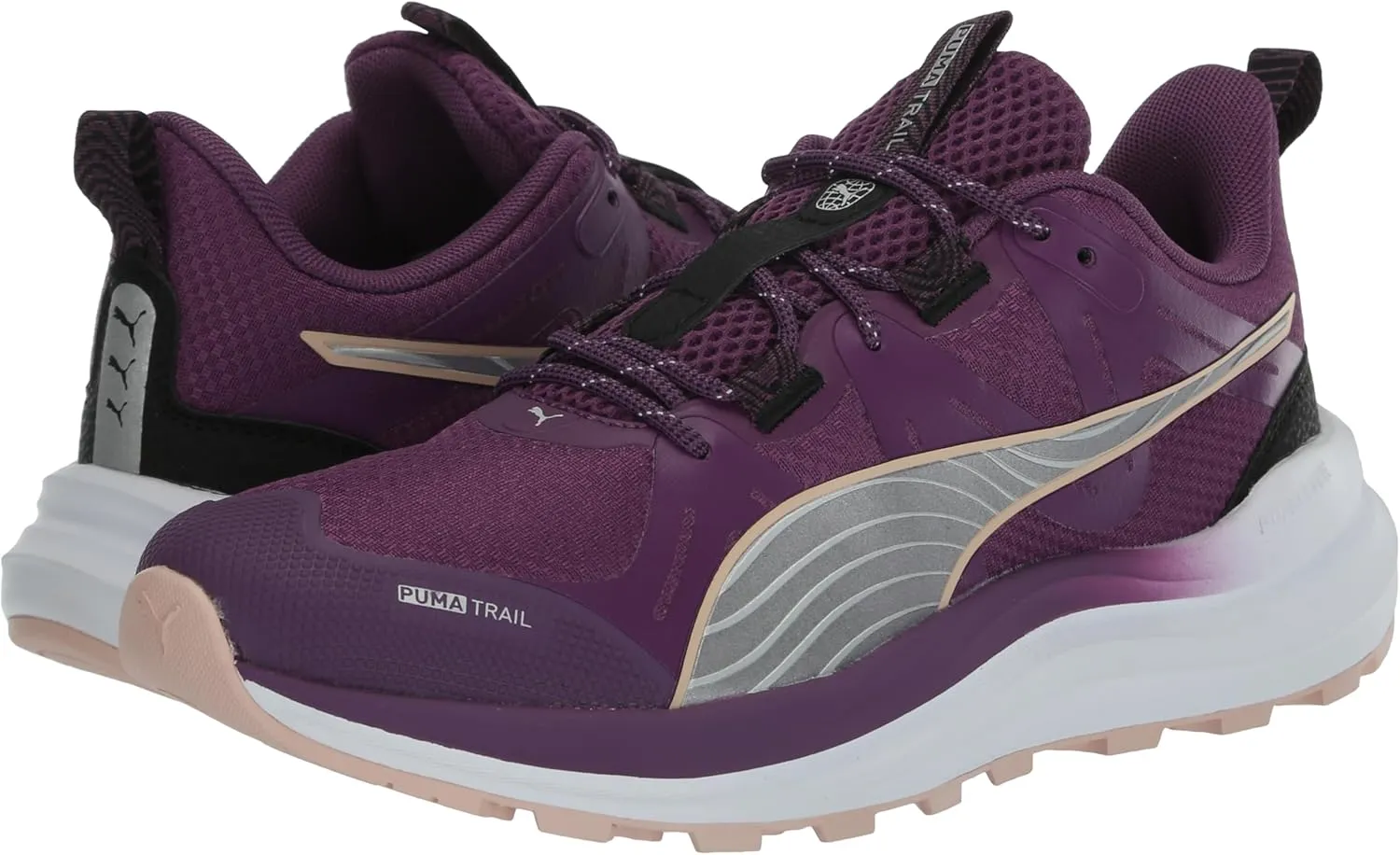 PUMA Women's Reflect Lite Trail Running Shoes, Crushed Berry-Black-White, 9