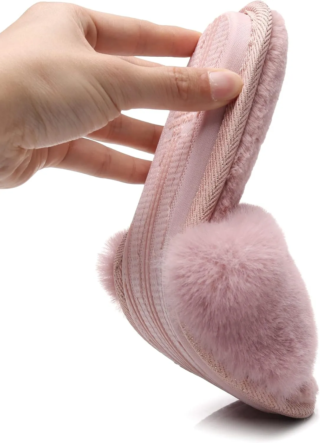 Rabbit Model Ladys Comfortable Fuzzy Memory Foam Scuff Womens Fashion Plush Peep-Toe Relaxing Indoor Slippers