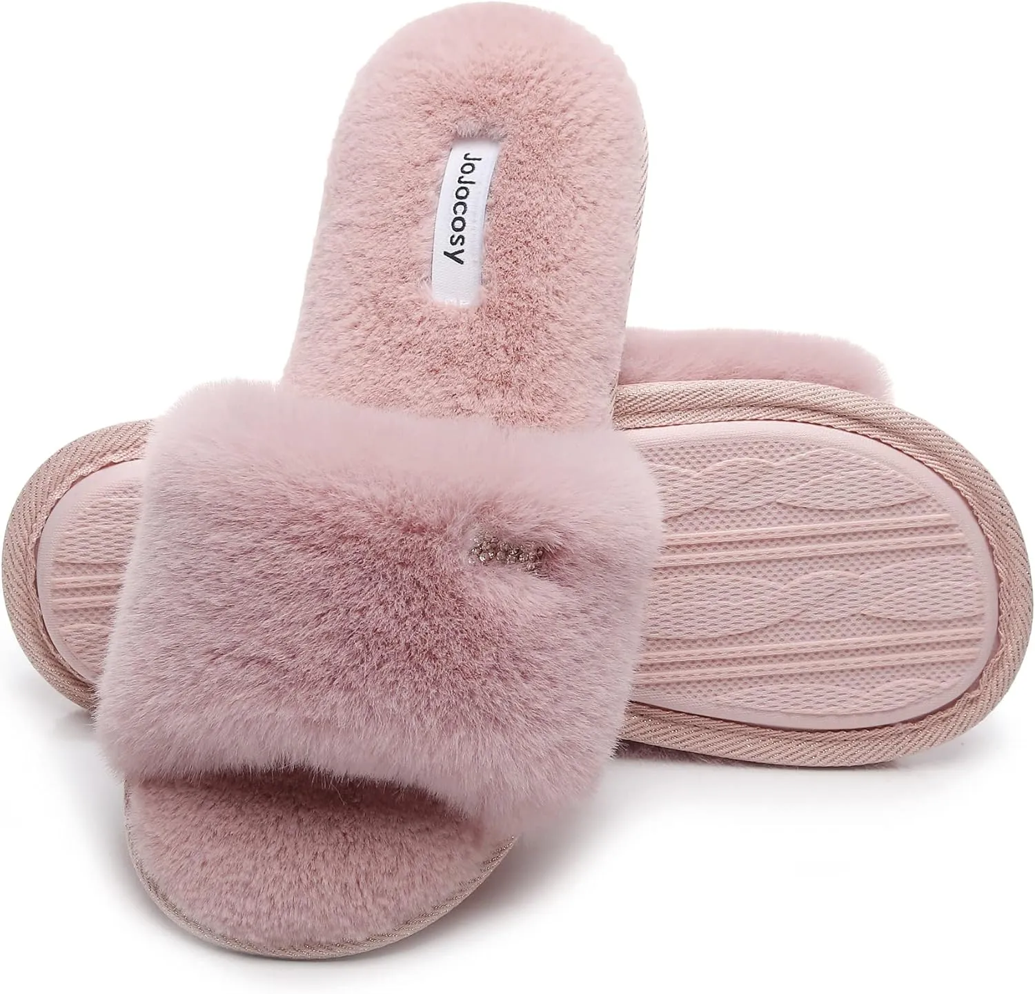 Rabbit Model Ladys Comfortable Fuzzy Memory Foam Scuff Womens Fashion Plush Peep-Toe Relaxing Indoor Slippers