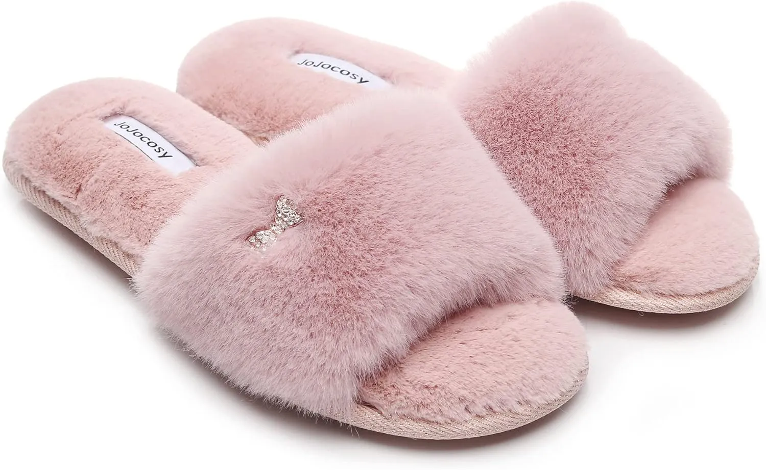 Rabbit Model Ladys Comfortable Fuzzy Memory Foam Scuff Womens Fashion Plush Peep-Toe Relaxing Indoor Slippers