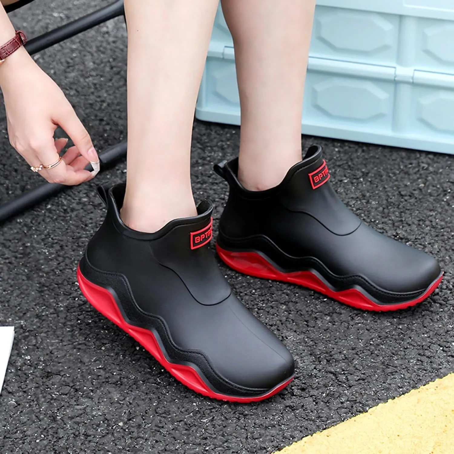 Rain Boots Women Wide Width Mens Grounded Footwear Women's Black Booties Heels Barefoot Shoes Mens Rain Boots Slip On Non-Slip Rubber Waterproof Mens Boots Casual