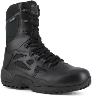 Reebok Work Men's RB8877 Rapid Response RB Soft Toe 8" StealthTactical Waterproof Boot with Side Zipper Black Military & Tactical