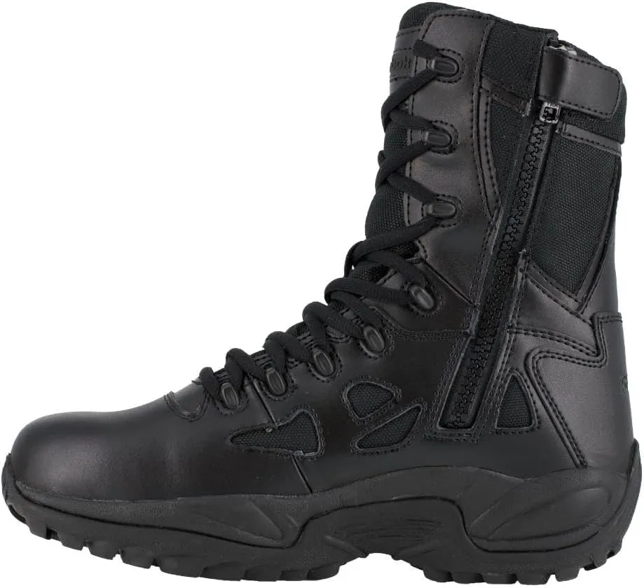 Reebok Work Men's RB8877 Rapid Response RB Soft Toe 8" StealthTactical Waterproof Boot with Side Zipper Black Military & Tactical
