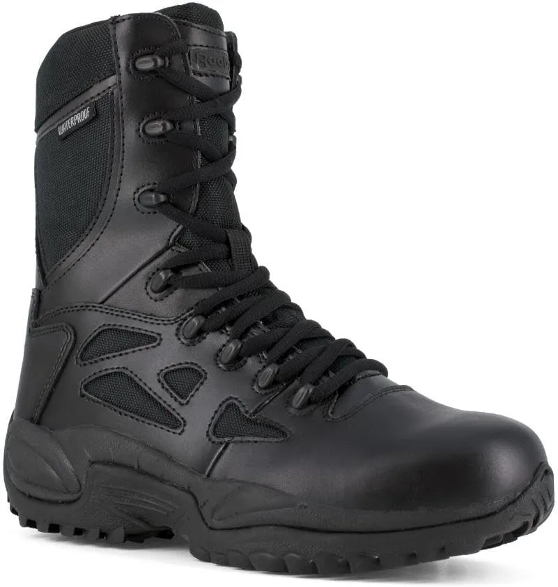 Reebok Work Men's RB8877 Rapid Response RB Soft Toe 8" StealthTactical Waterproof Boot with Side Zipper Black Military & Tactical