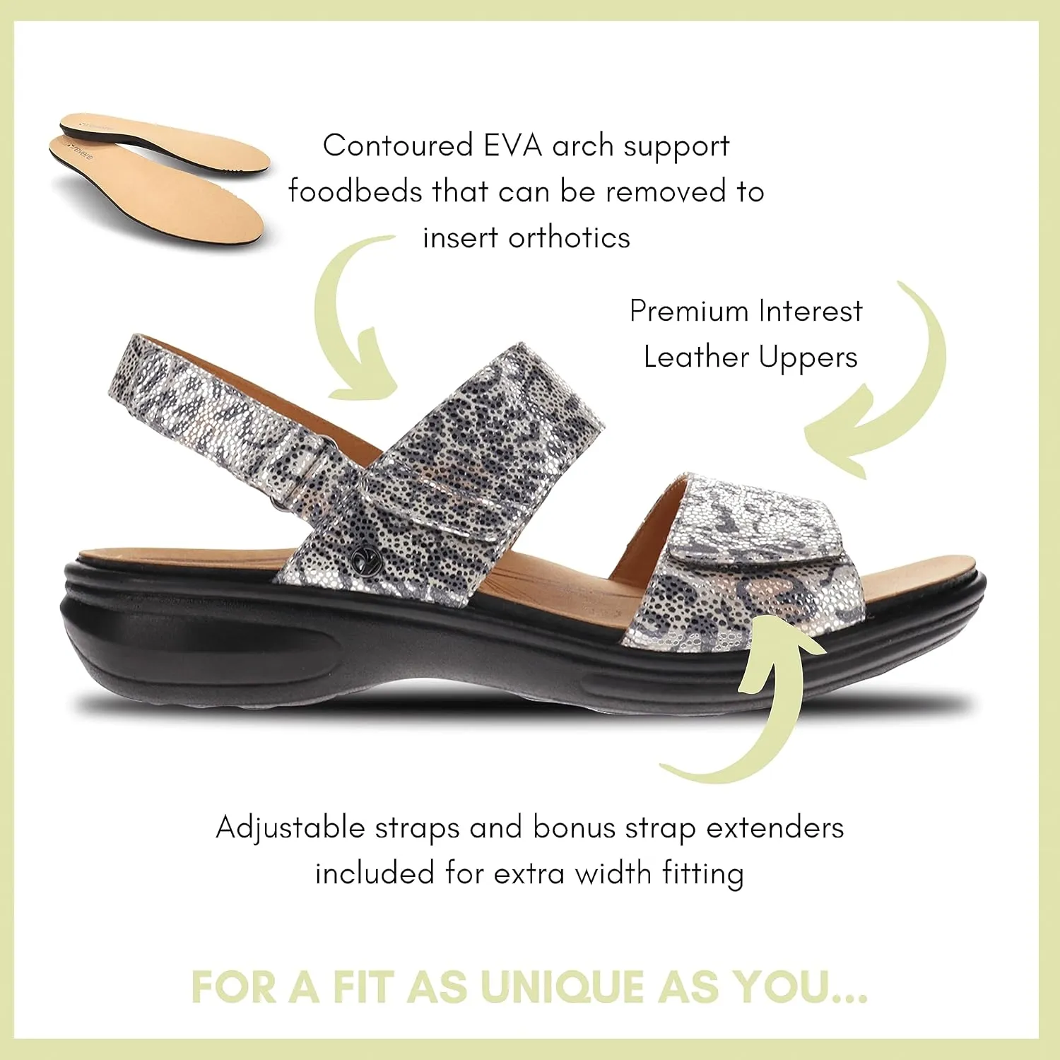 Revere Como Womens Sandals with Back Strap - Premium Leather, Adjustable Fit, Orthotic-Friendly, Shock-Absorbing - Stylish & Comfortable for Travel & Daily Wear