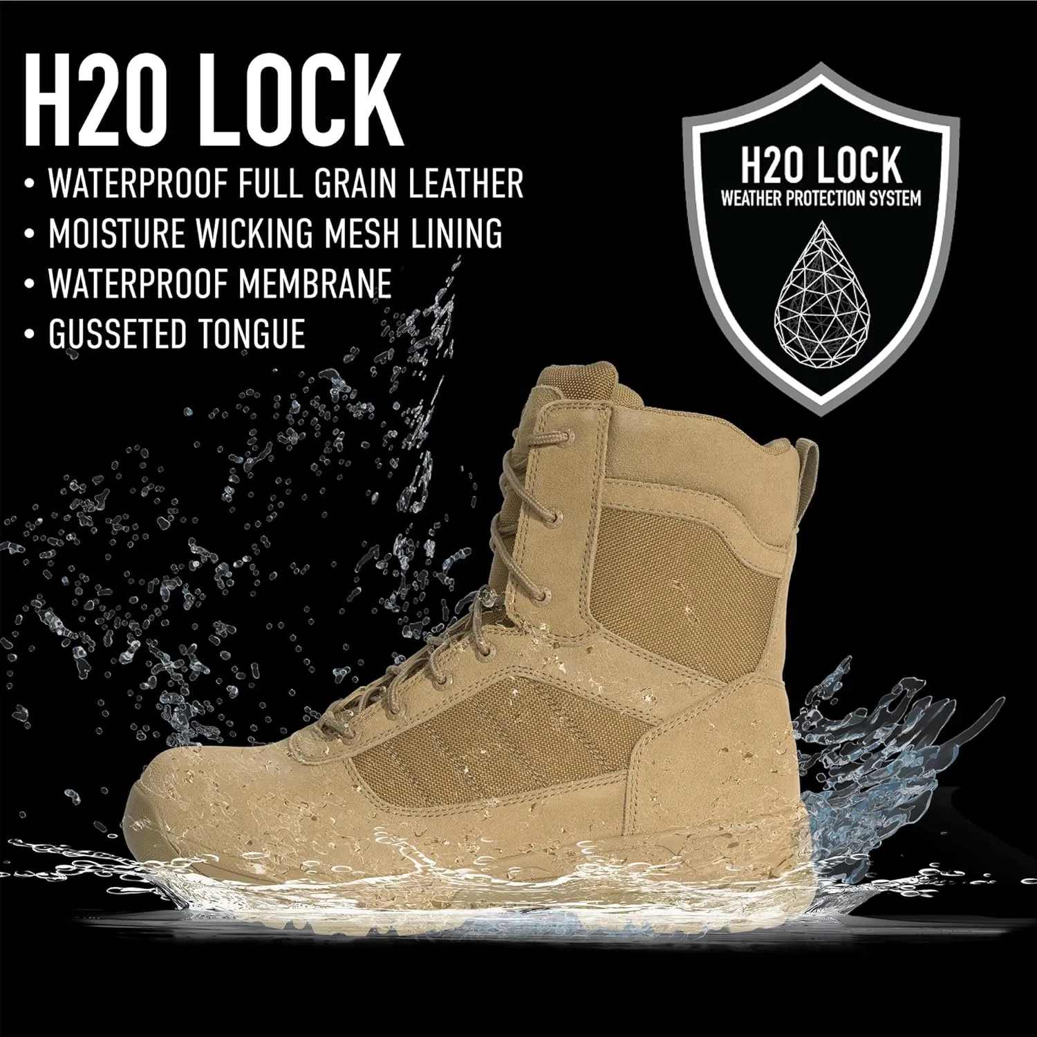 Rothco Guardian AR 670-1 Coyote Brown Composite Toe Tactical Boots  8 Inch  Waterproof Duty Footwear