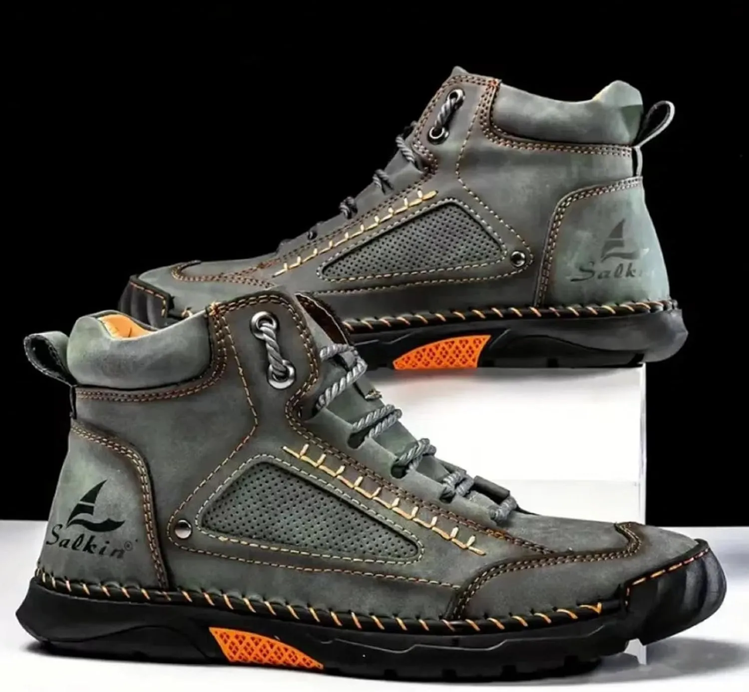 Sawbehind Men's Premium Comfortable Handmade Leather Boots  Waterproof, Arch Support, Spacious Toe Box Outdoor Leather Shoes