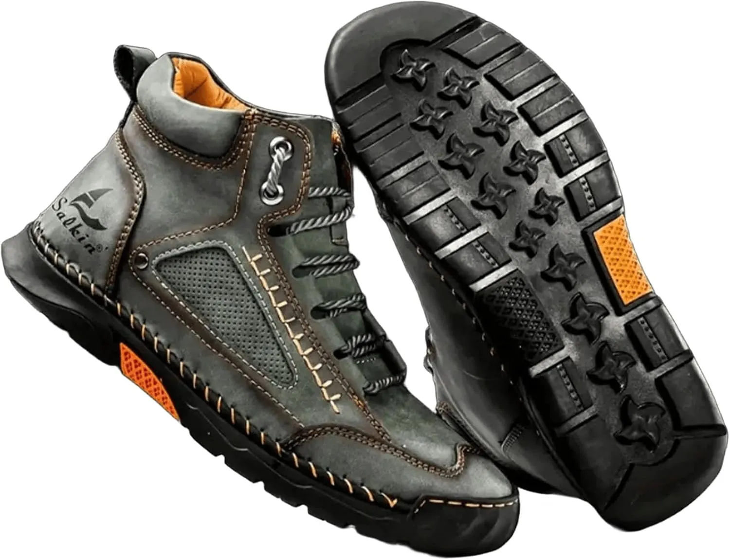 Sawbehind Men's Premium Comfortable Handmade Leather Boots  Waterproof, Arch Support, Spacious Toe Box Outdoor Leather Shoes