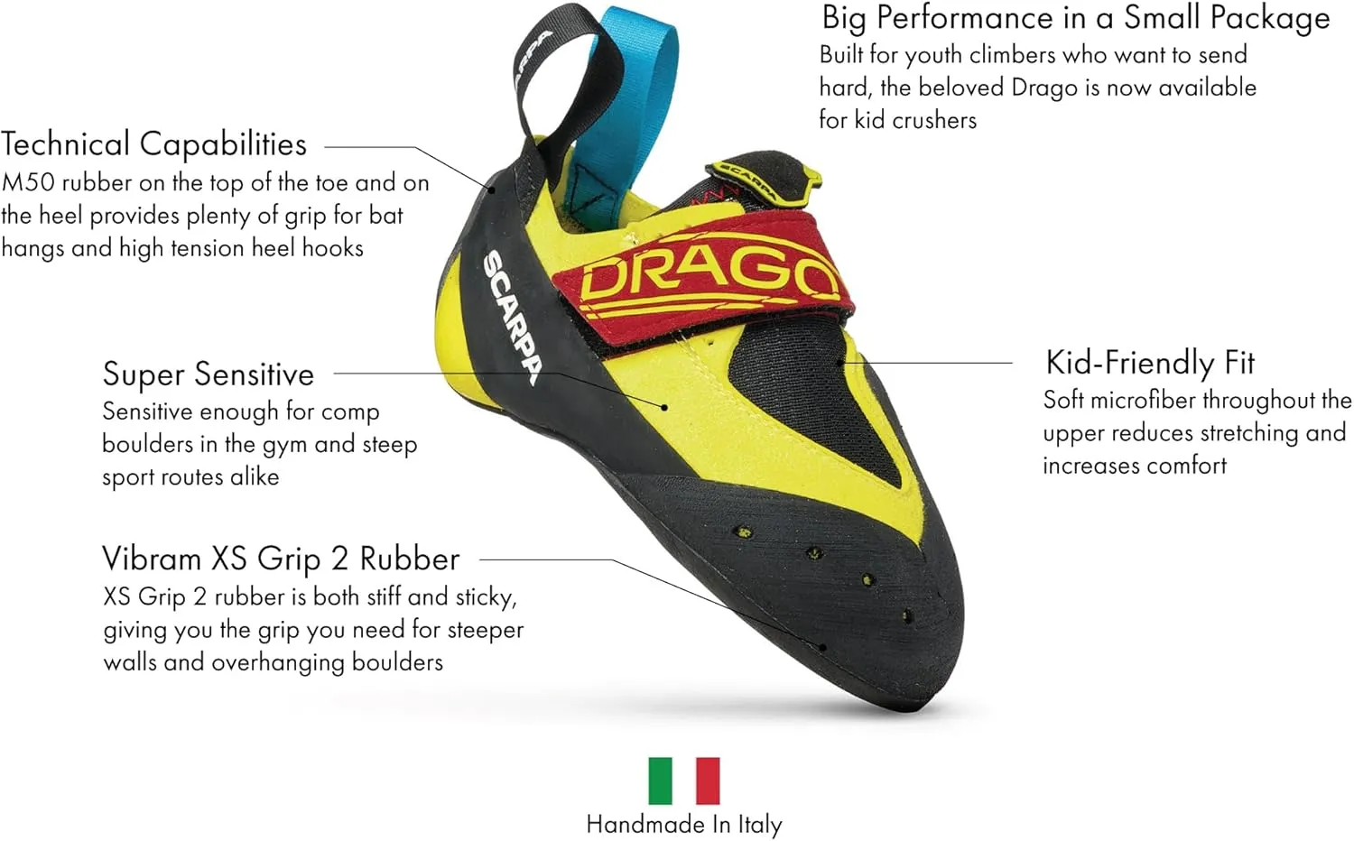 SCARPA Kids' Drago Rock Climbing Shoes for Gym Climbing and Bouldering