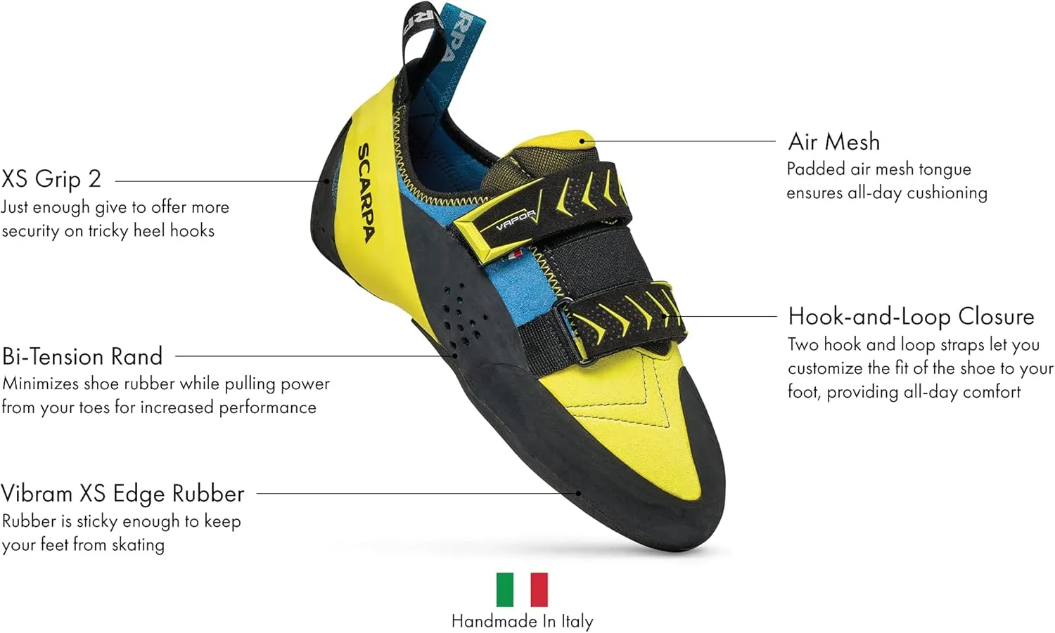SCARPA Men's Vapor V Rock Climbing Shoes for Sport Climbing and Bouldering