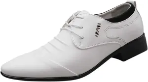 Shoes Suit Shoe Casual Shoes Male Wedding Lace Leather Men Comfortable Business Men's Leather Shoes Fashion Shoes (White, 46)