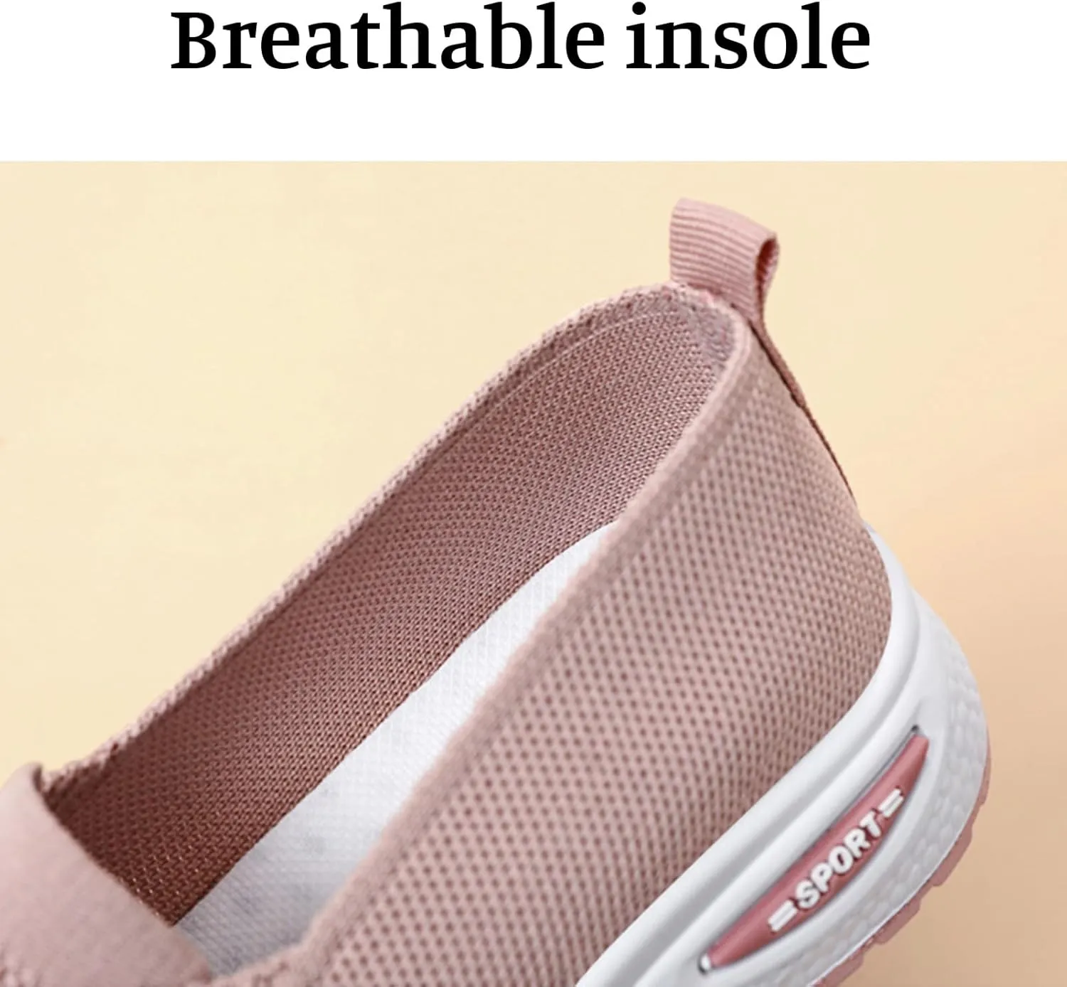 Slip On Orthopedic Shoes for Women Breathable Slip On Arch Support Non-Slip Sneakers Mesh Knitted Woven Low Top Walking Shoes Wide Width Soft Sole Shoe