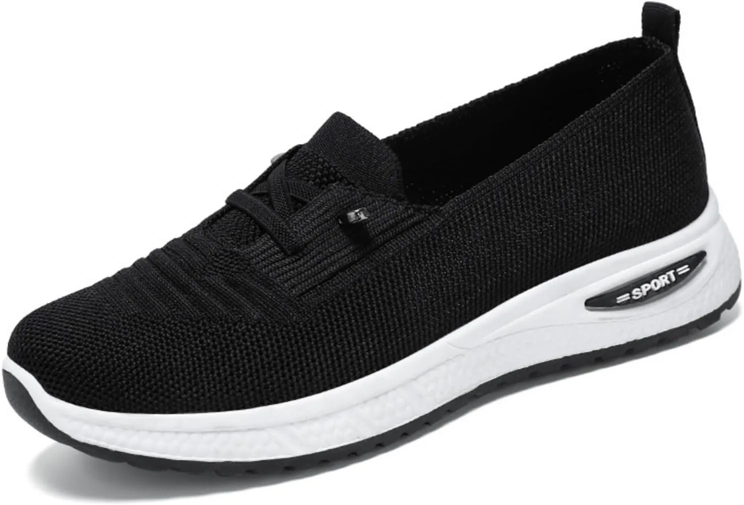 Slip On Orthopedic Shoes for Women Breathable Slip On Arch Support Non-Slip Sneakers Mesh Knitted Woven Low Top Walking Shoes Wide Width Soft Sole Shoe