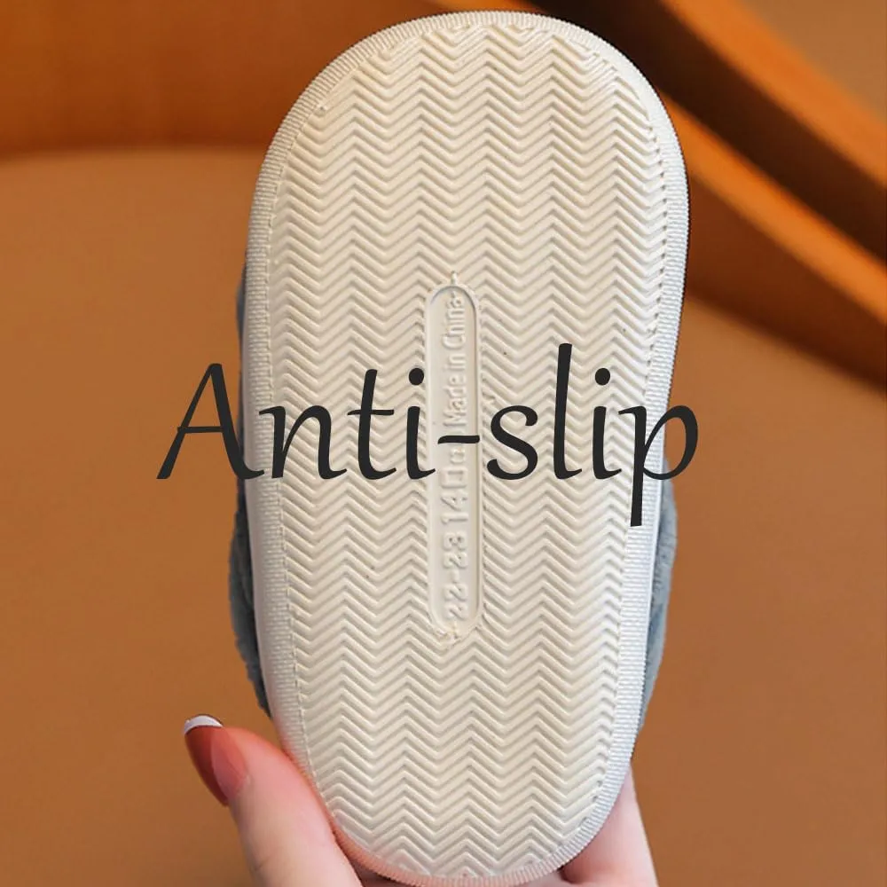 Slipper Booties, Winter Fuzzy Warm Thick-Soled Plush House Cloud Slides Children's, Sweat-Wicking, Cold-Resistant