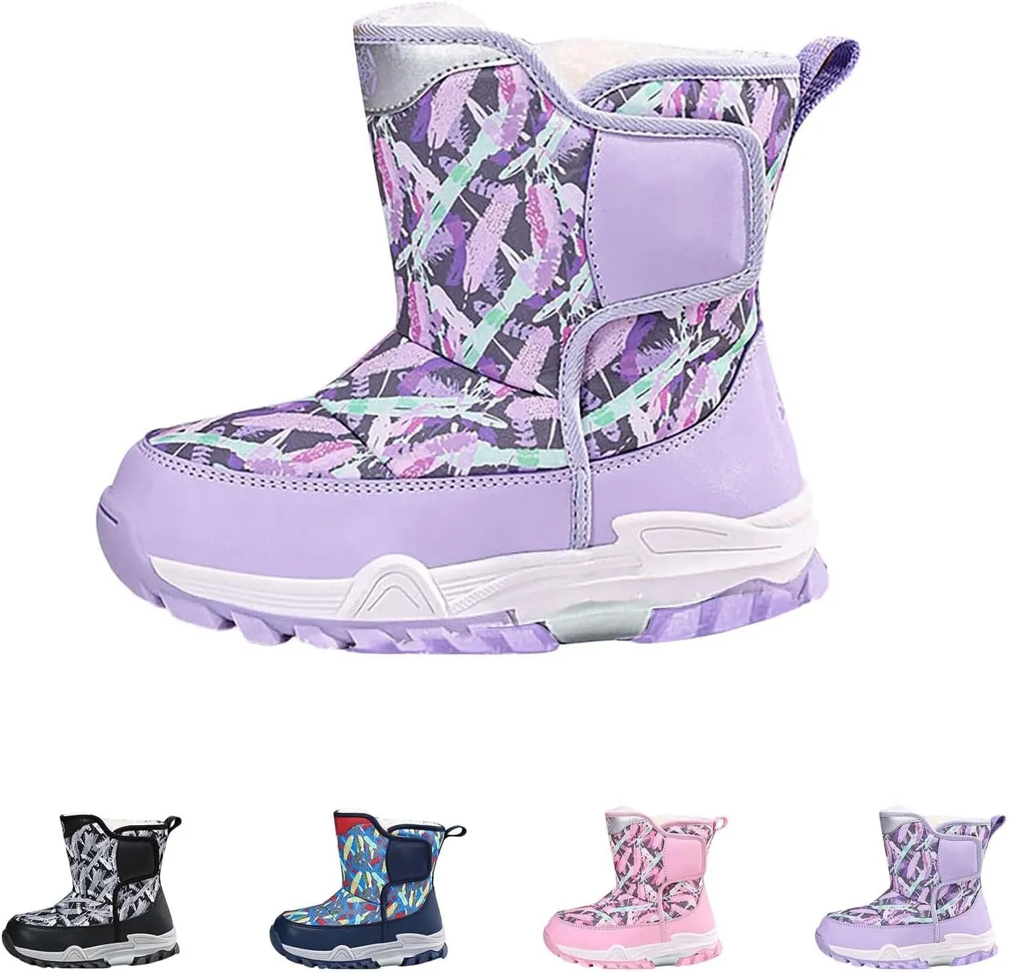 Snow Boots for Kids Boys Winter Warm Wateroof Insulated Fleece Lined Big Kids Cozy Outdoor Sneaker Hiking Boot