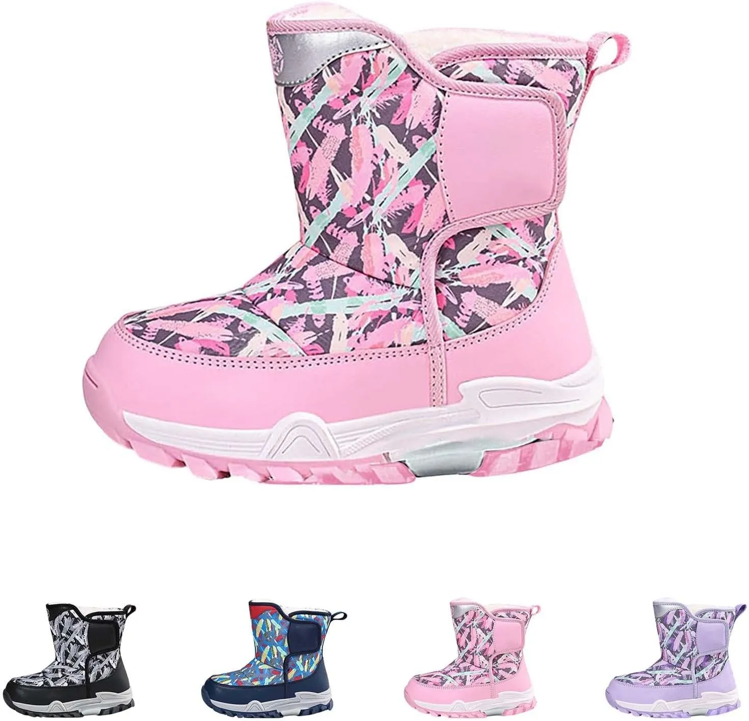 Snow Boots for Kids Boys Winter Warm Wateroof Insulated Fleece Lined Big Kids Cozy Outdoor Sneaker Hiking Boot